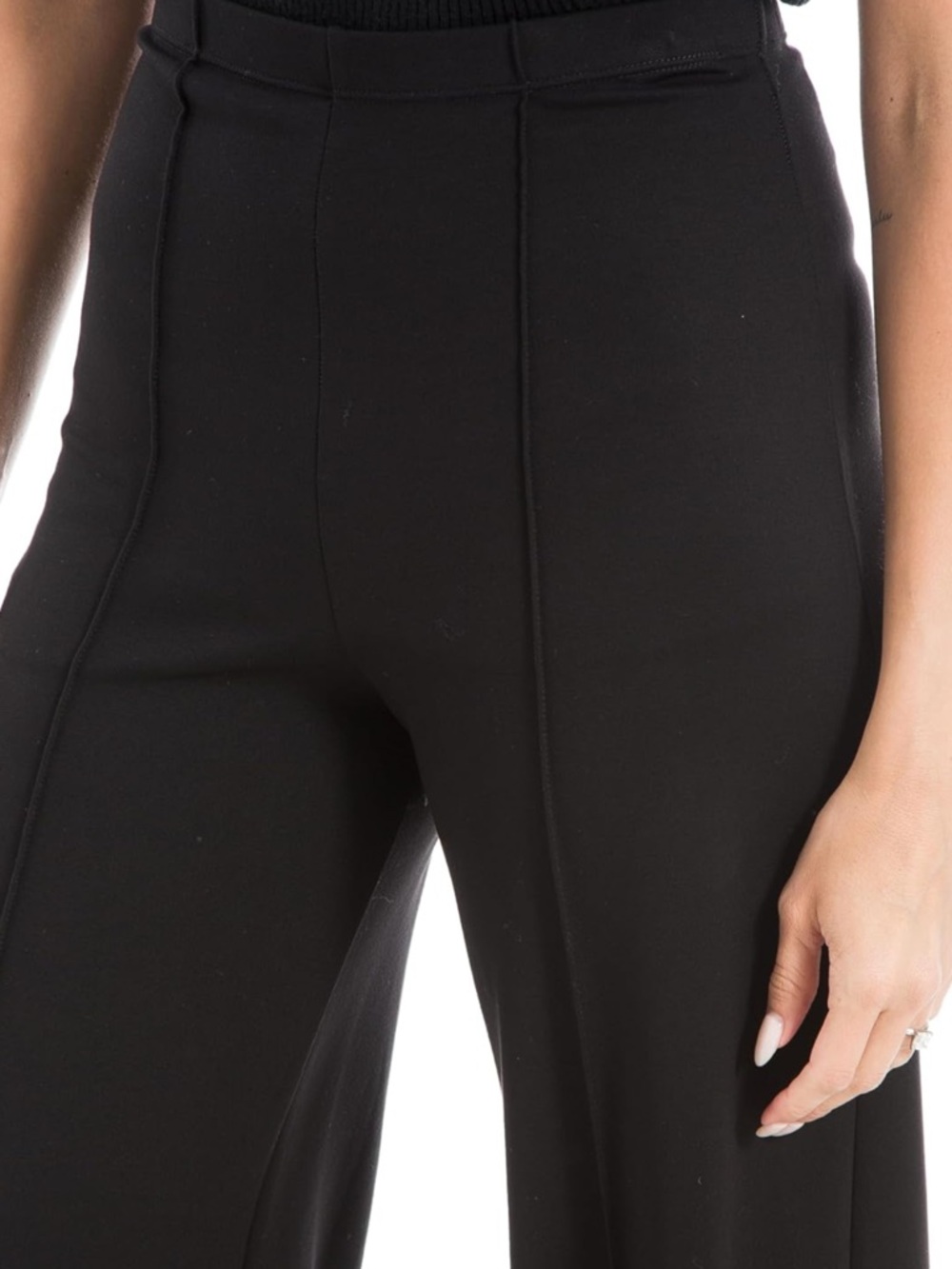 Max Studio Black Wide-Leg Mid-Rise Pants